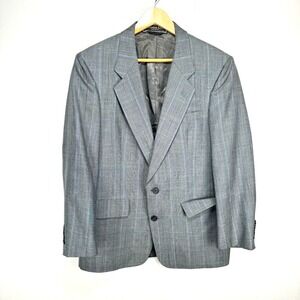 Christian Dior Blazer Sport Coat Jacket Men 40R Gray Check Wool 2 Button Lined